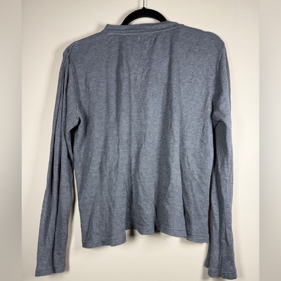 Madewell Top Heathered Thermal Henley Tee Long Sleeve Gray XL - Picture 12 of 12